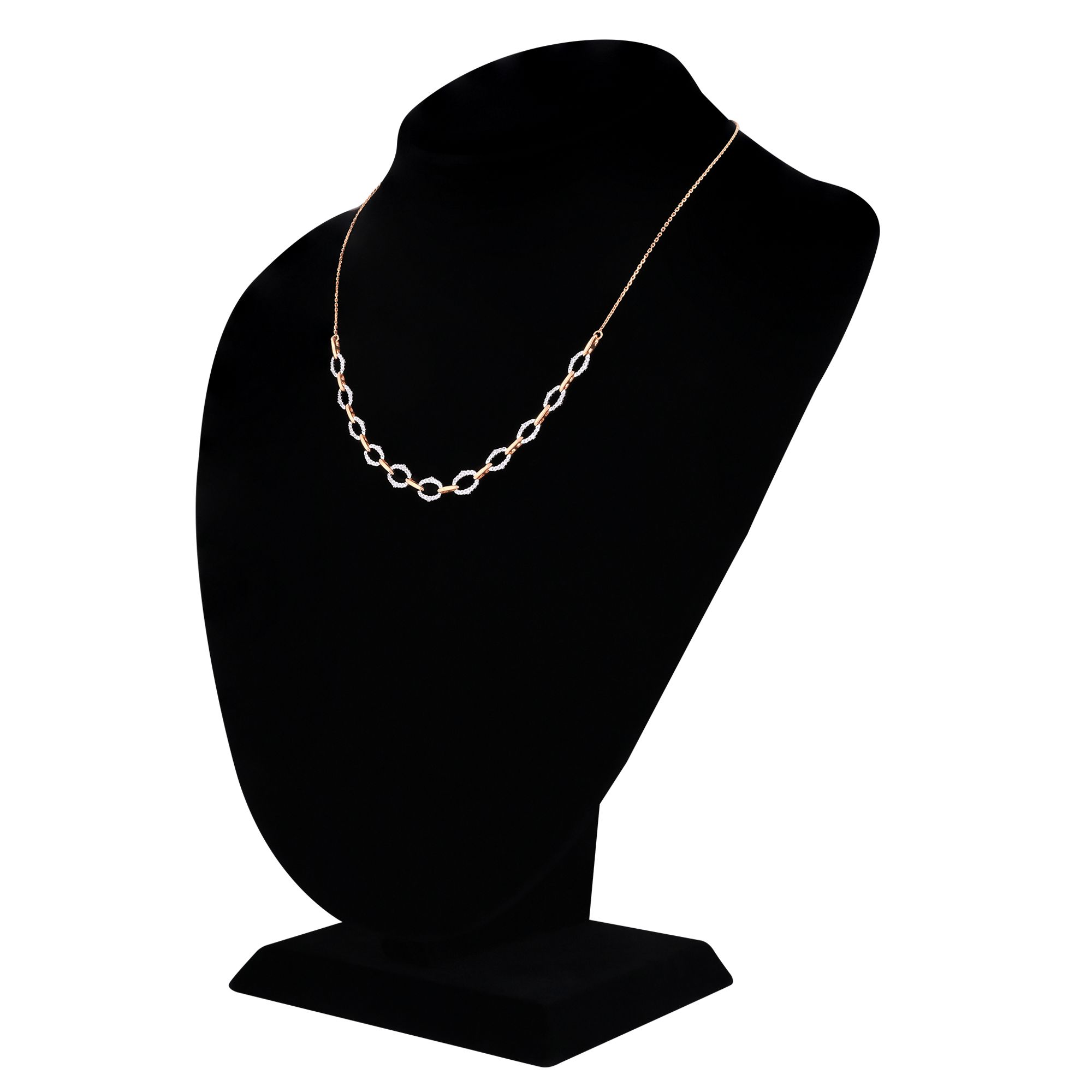 Simple Rose Gold and Diamond Necklace Set-Necklace Sets-BNS24A13-D900X0C