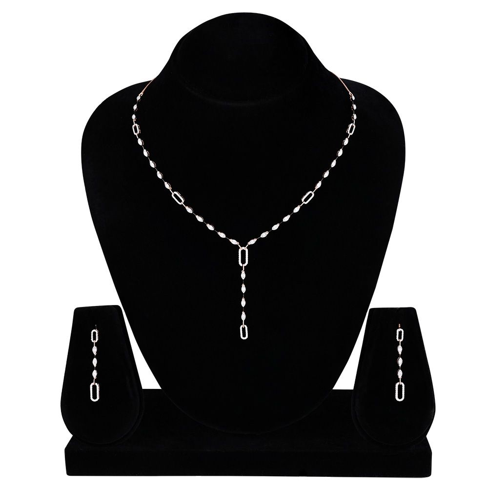 Gleam Diamond Lariat Necklace Set-All Jewellery-BNS25A01-D400X0B