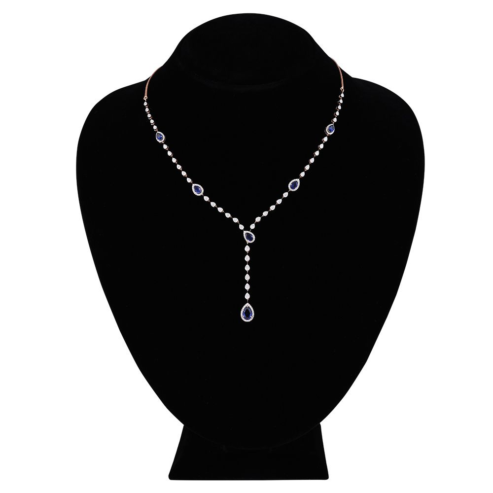 Blue Sparkle Diamond Lariat Necklace -All Jewellery-BSN25A03-D441X1B