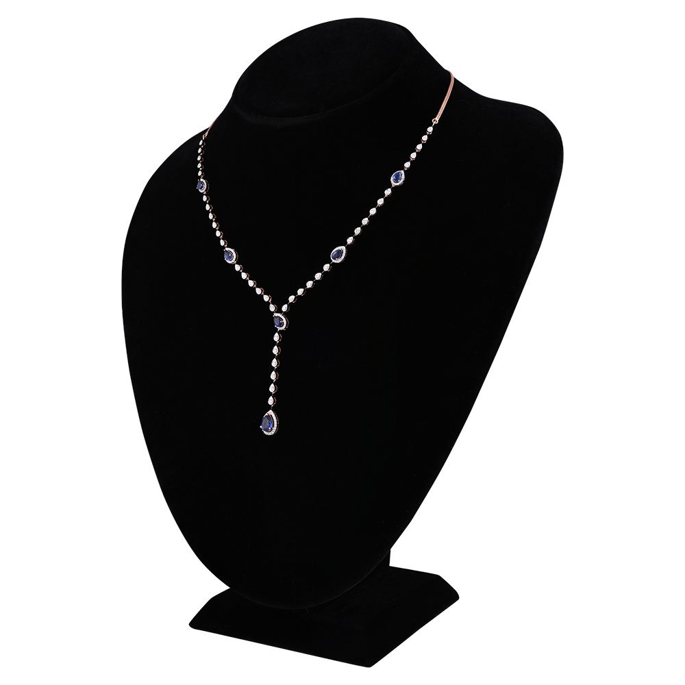 Blue Sparkle Diamond Lariat Necklace -All Jewellery-BSN25A03-D441X1B