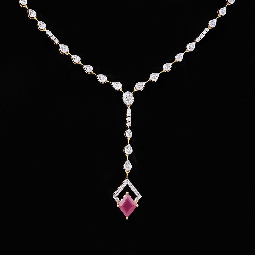 Red Romance Diamond Lariat Necklace -Diamond-BSN25A05-D440R1B