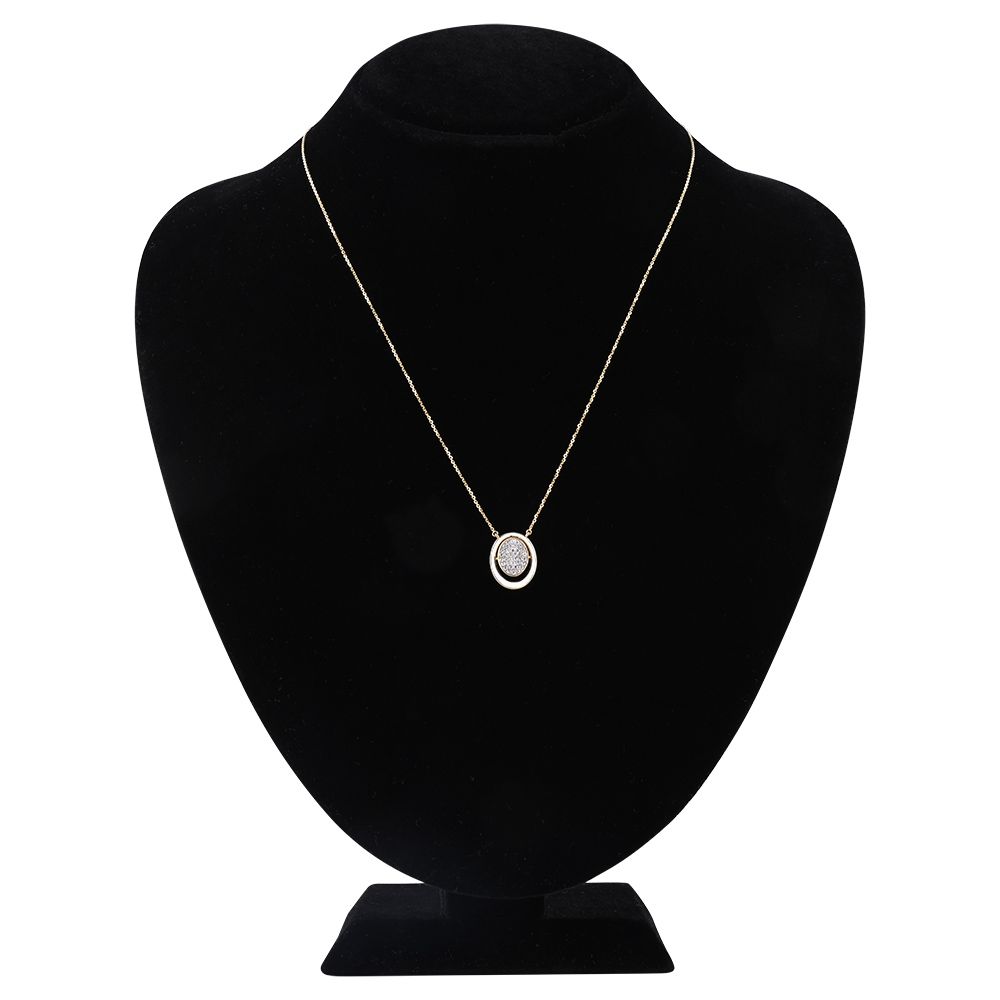 Oval Enameled Diamond Necklace Set-All Jewellery-BNS25A08-D4C3R0C