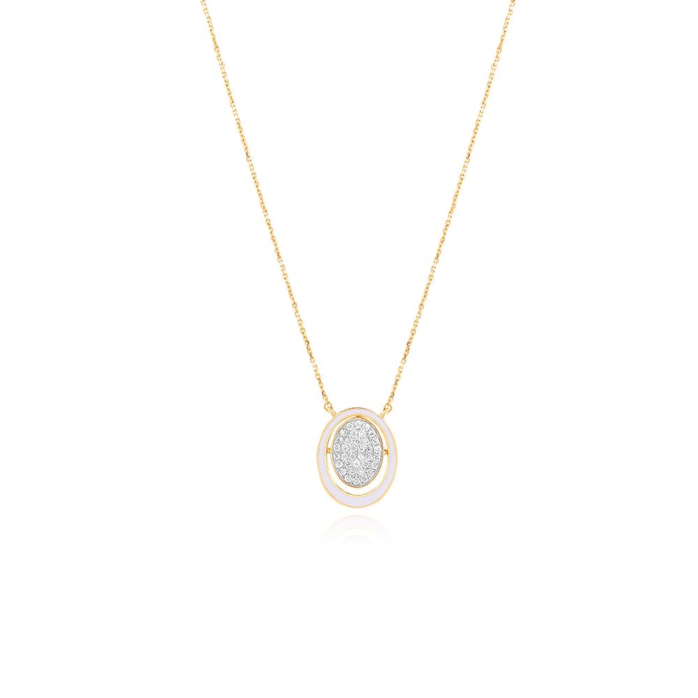Oval Enameled Diamond Necklace-Necklaces-BSN25A08-D4C3R1C