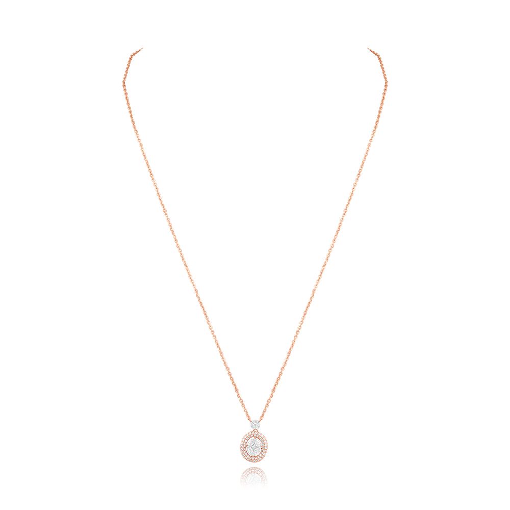 Radiant Halo Diamond Necklace-Necklaces-BSN25A10-D300X1B