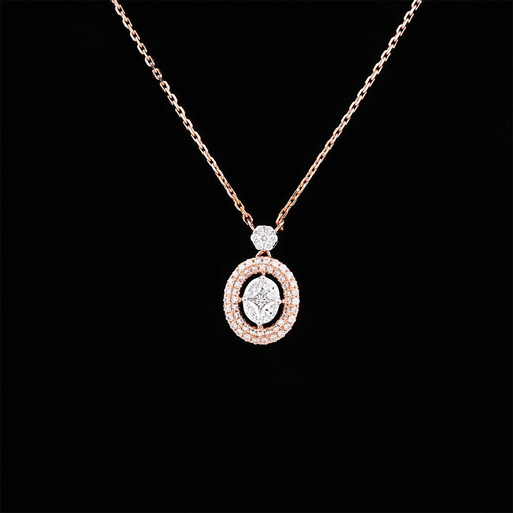 Radiant Halo Diamond Necklace-Necklaces-BSN25A10-D300X1B