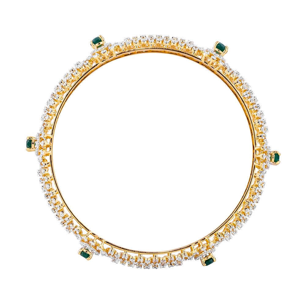 Luxurious Diamond and Emerald Bangle-Diamond-CBG23A19-D324RGB