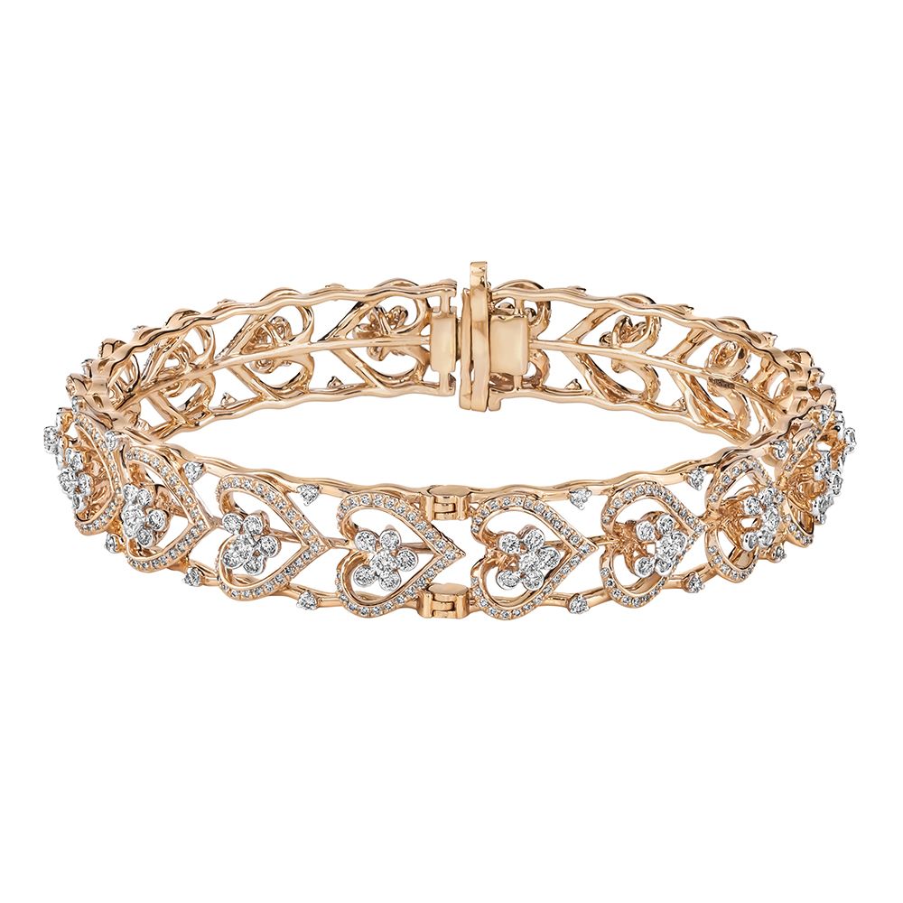 Shimmering Rose Gold and Diamond Pair Of Bangle-Diamond-CBA23A09