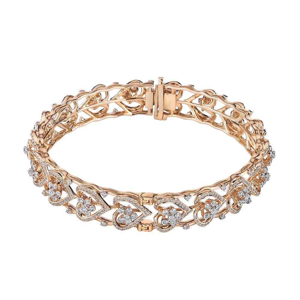 Shimmering Rose Gold and Diamond Pair Of Bangle-Diamond-CBA23A09