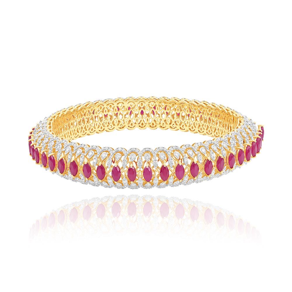 Radiant Yellow Gold Diamond Bangles Pair of 2-All Jewellery-CBA25O01-D440RFB
