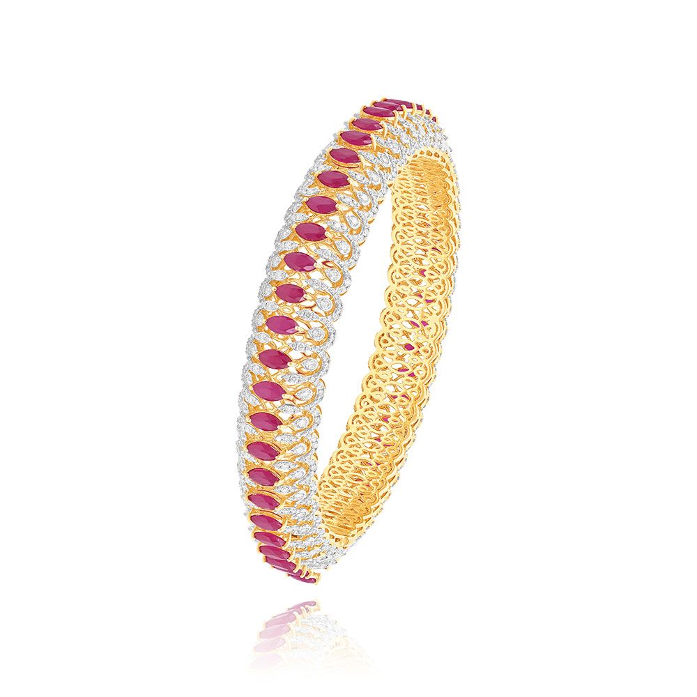 Radiant Yellow Gold Diamond Bangles Pair of 2-All Jewellery-CBA25O01-D440RFB