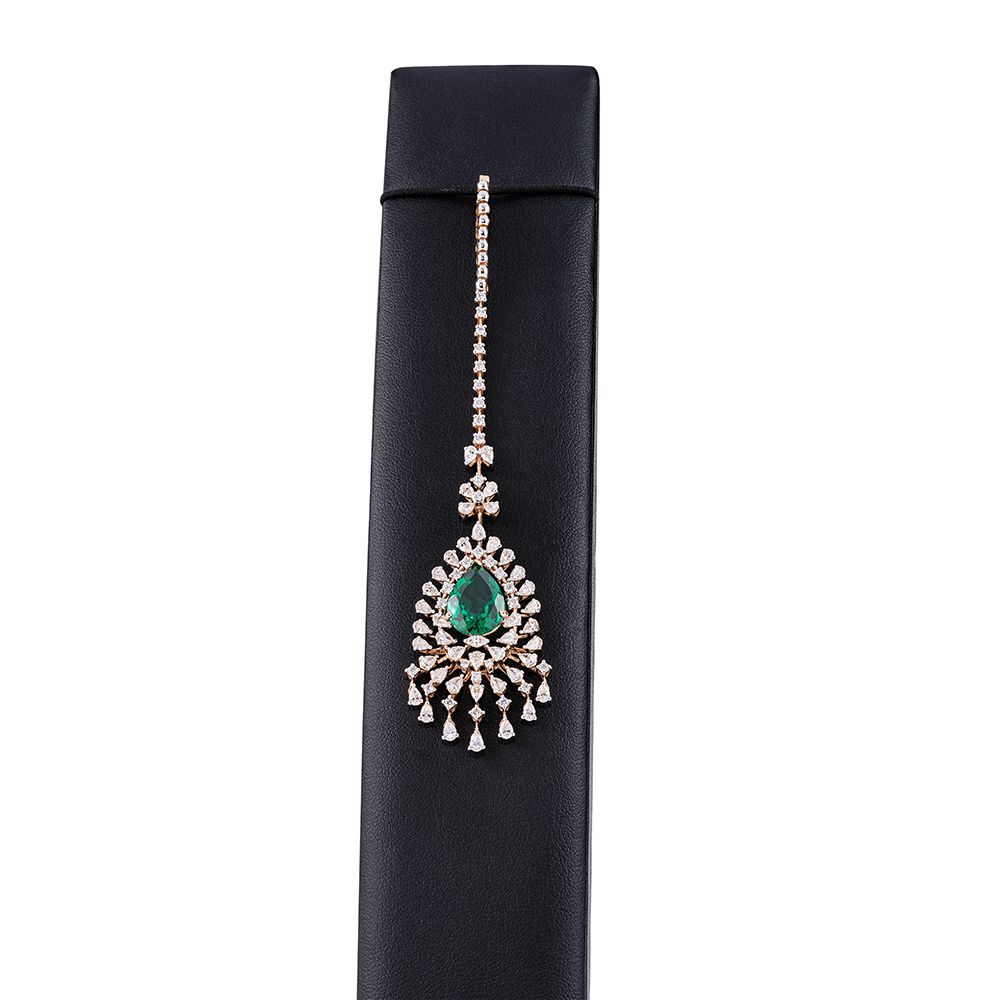 Gleaming Emerald and Diamond Studded Necklace Set-Diamond-CBX23051-D326X0B
