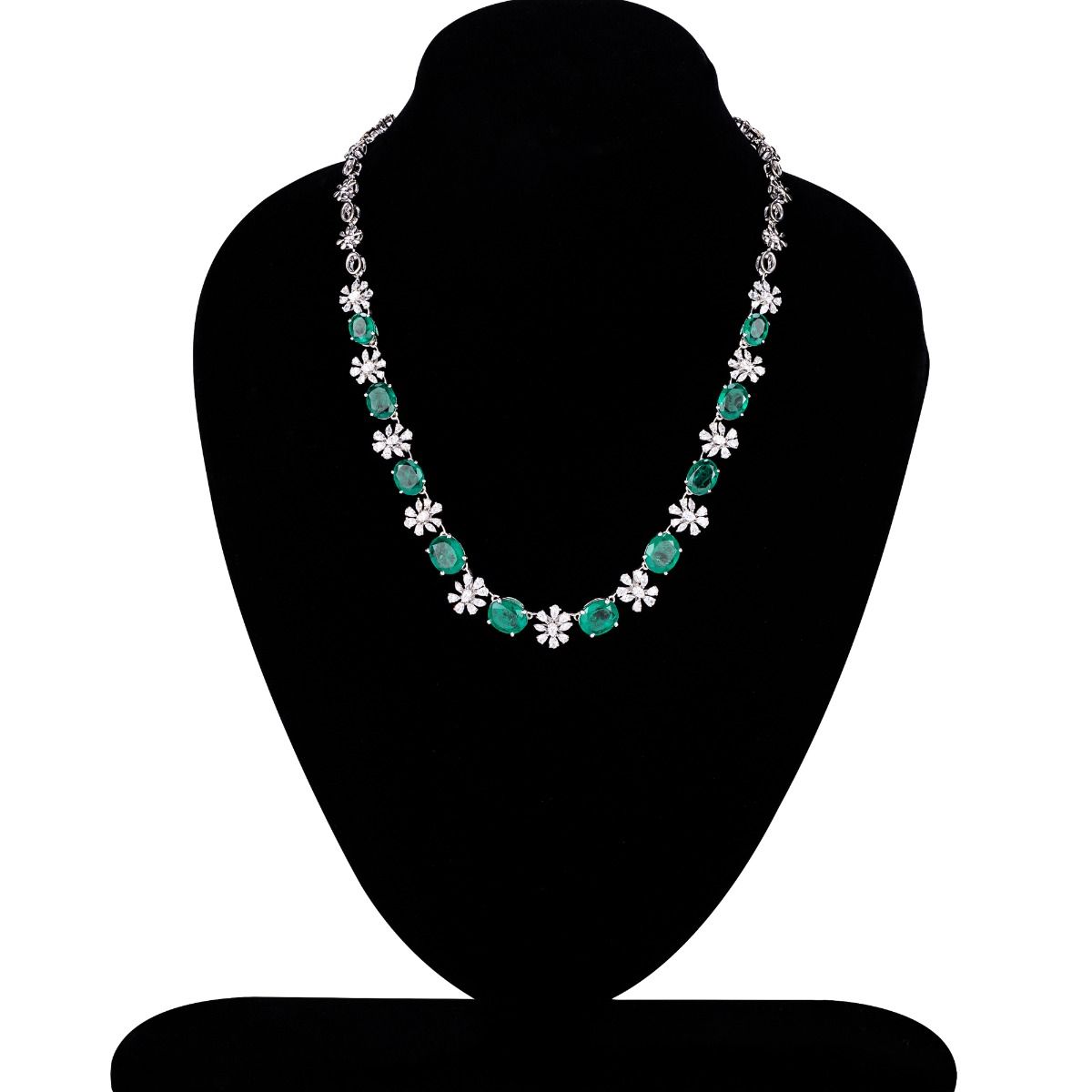  Floral Royalty Diamond and Emerald Necklace -All Jewellery-CNK23C01-D326W2B
