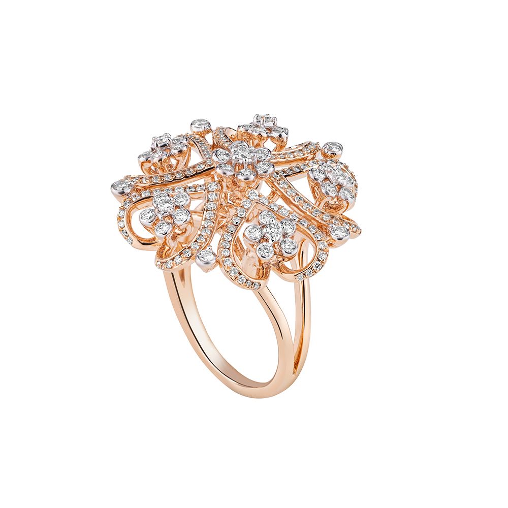 Shimmering Rose Gold and Diamond Ring-Diamond-CRG23A09