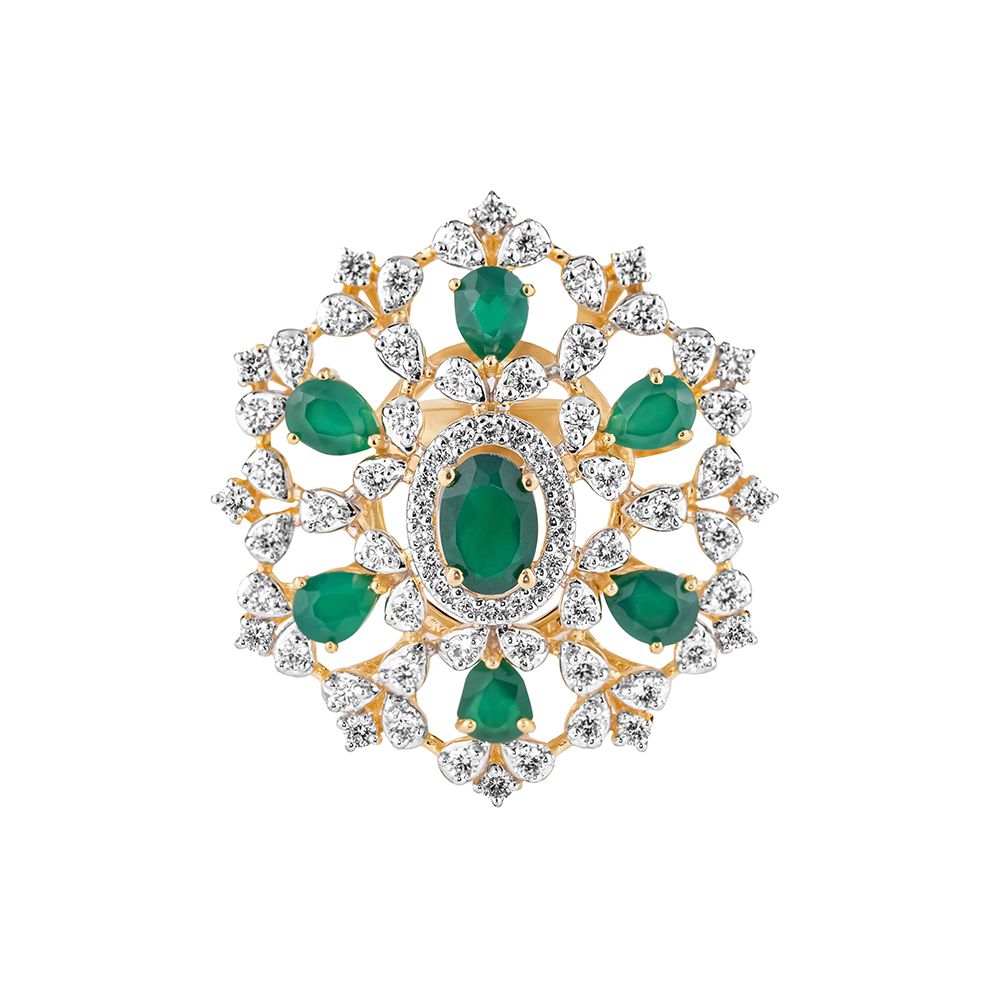 Luxurious Diamond and Emerald Ring-Diamond-CRG23A19