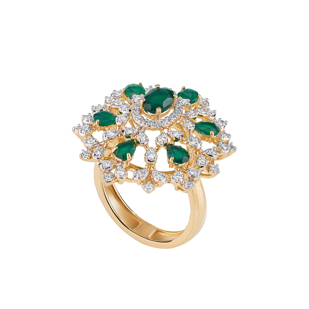 Luxurious Diamond and Emerald Ring-Diamond-CRG23A19