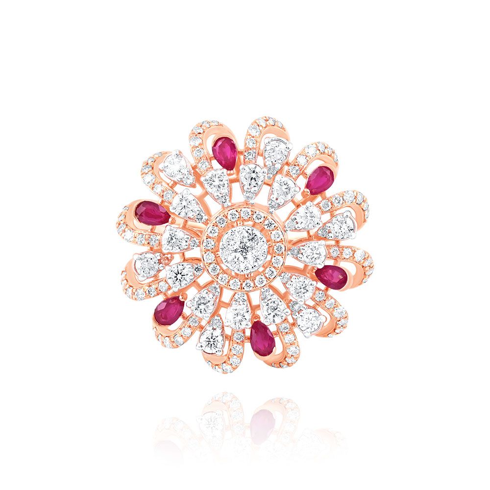 Blushing Petals Floral Womens Ring-Rings-CRG24K01