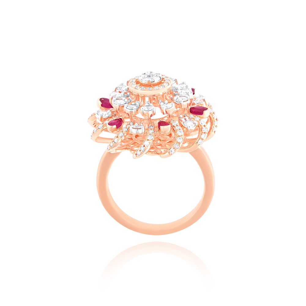 Blushing Petals Floral Womens Ring-Rings-CRG24K01