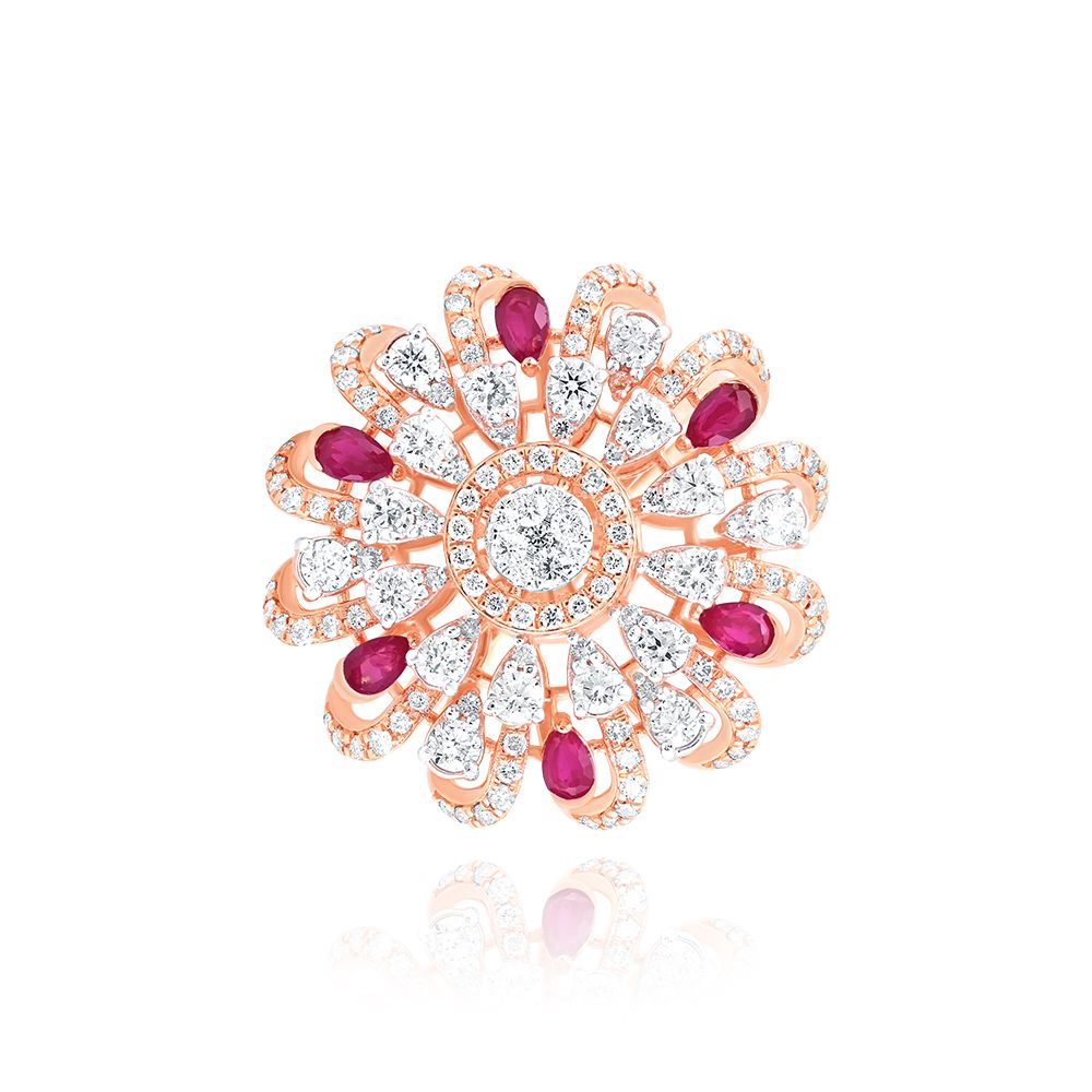 Blushing Petals Floral Womens Ring-Rings-CRG24K01