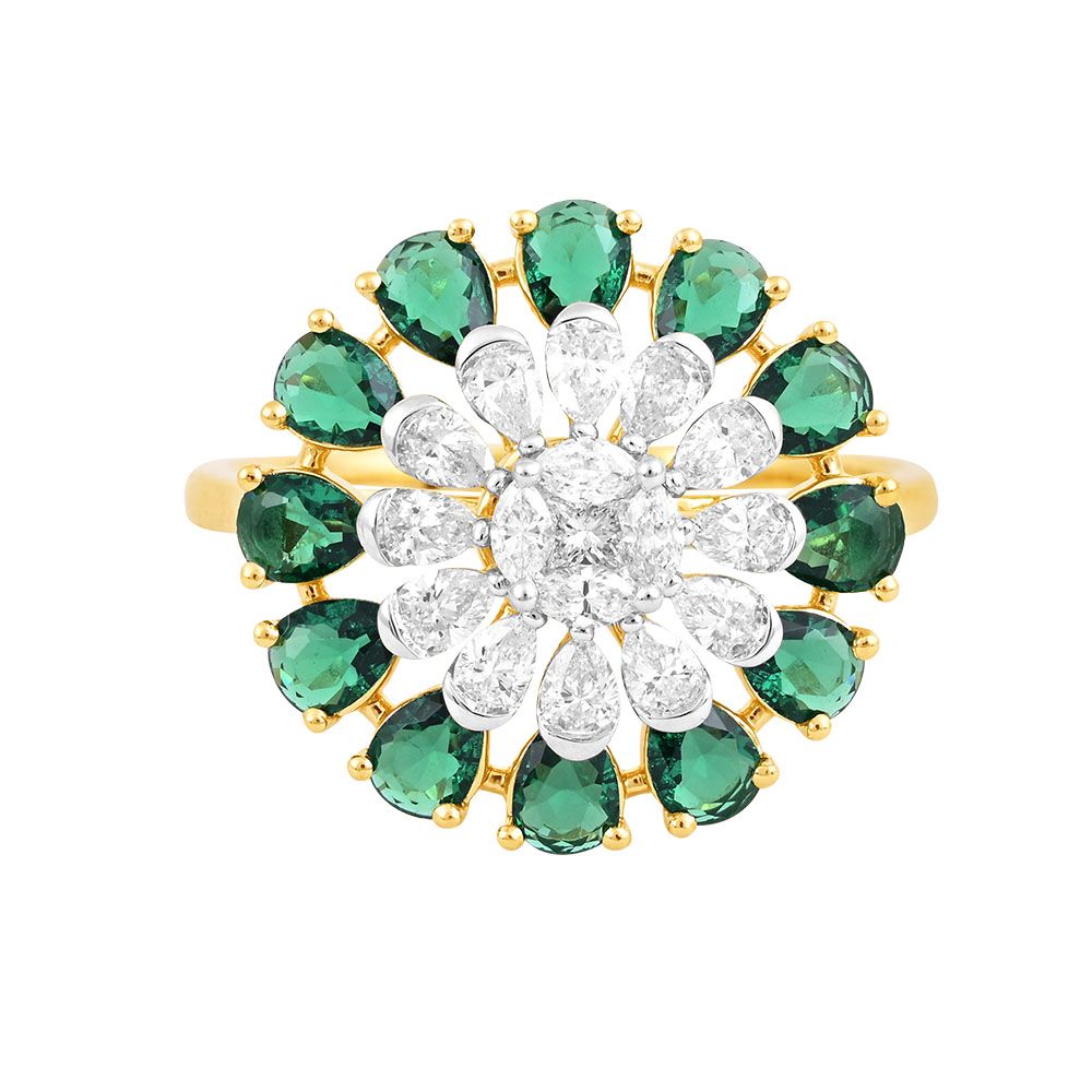 Mandala Green Cocktail Ring-Rings-CRG24K04