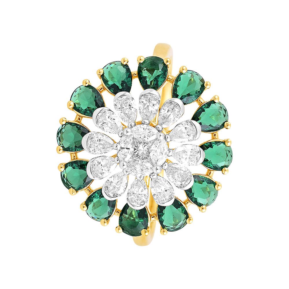 Mandala Green Cocktail Ring-Rings-CRG24K04