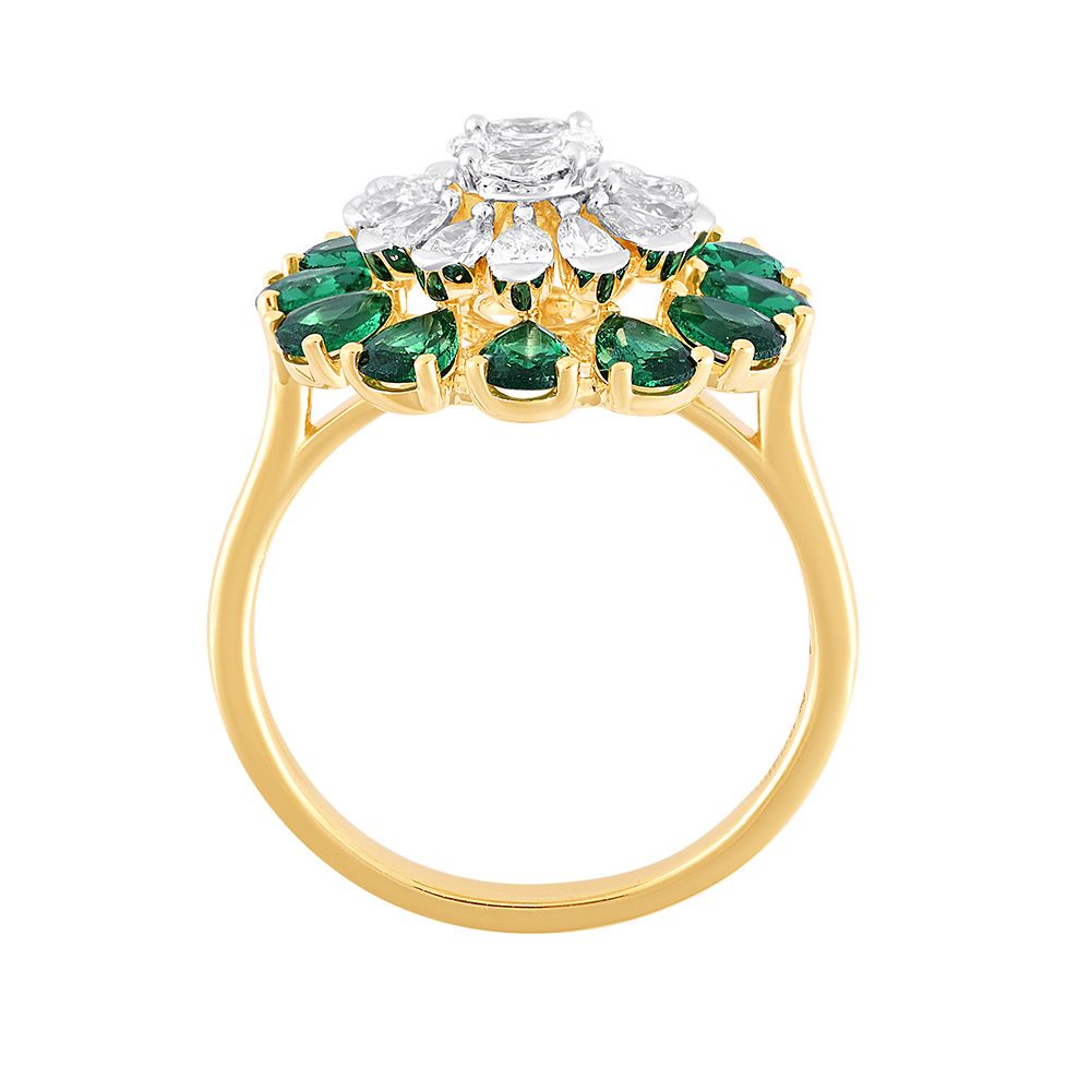 Mandala Green Cocktail Ring-Rings-CRG24K04