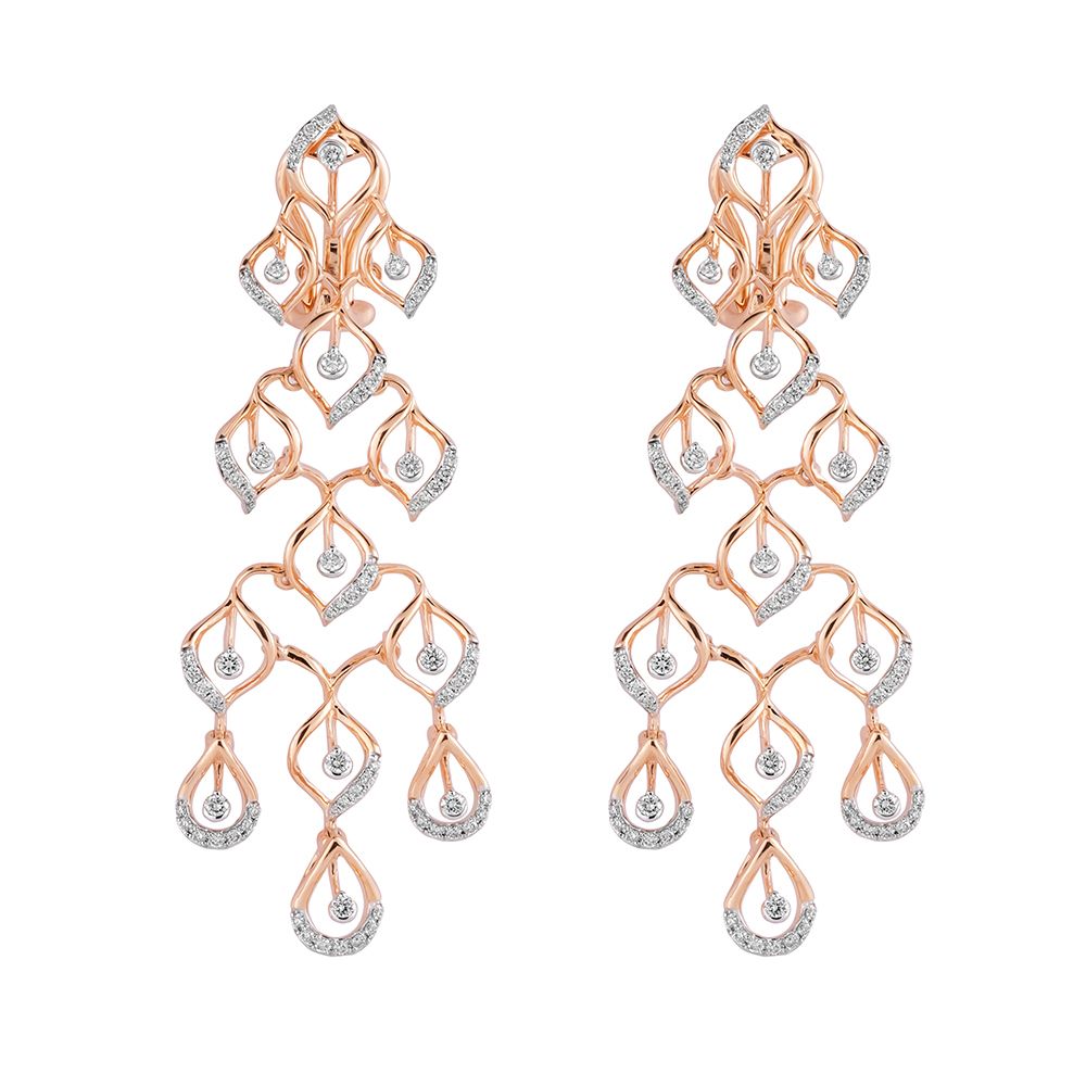 Alluring Rose Gold and Diamond Earrings-Earrings-CSE23A01-D400X0B