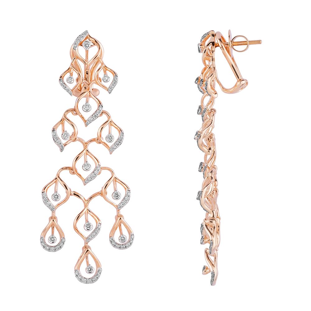 Alluring Rose Gold and Diamond Earrings-Earrings-CSE23A01-D400X0B