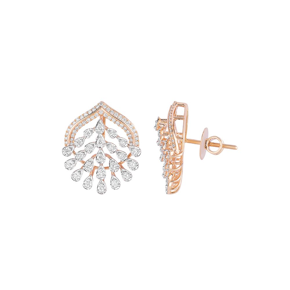 Illustrious Rose Gold and Diamond Earrings-Earrings-CSE23A04-D300X0B