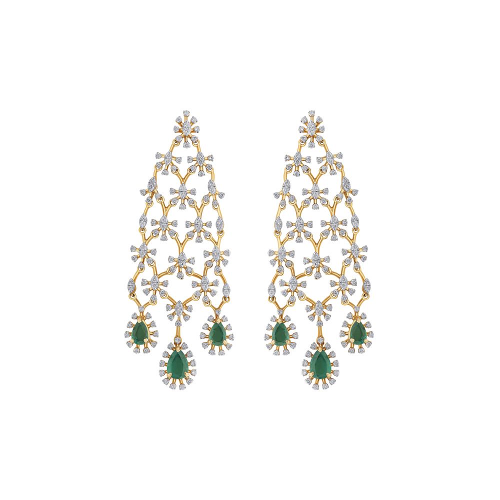 Imperial Diamond and Emerald Earrings-Diamond-CSE23A07-D326X0B