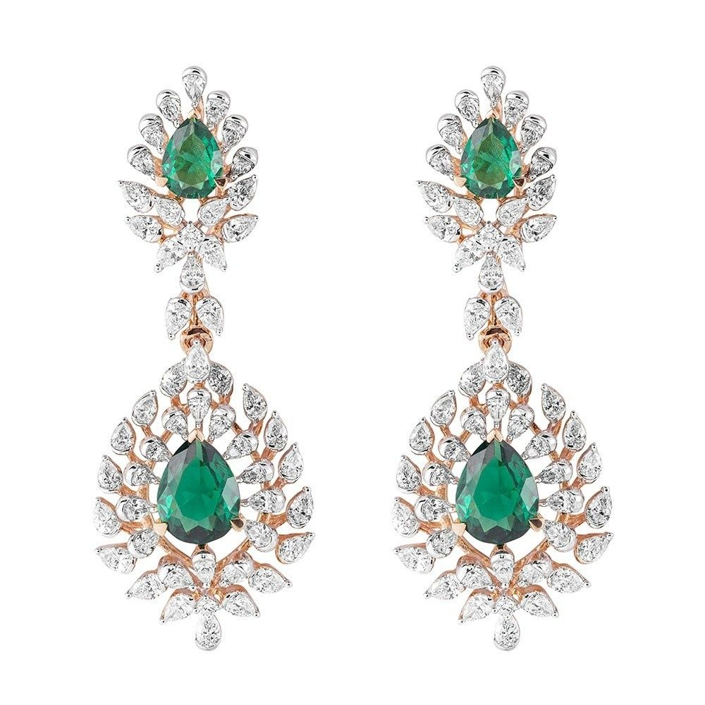 Glittering Diamond and Emerald Necklace Set-Diamond-CNS23A11-D324X0B