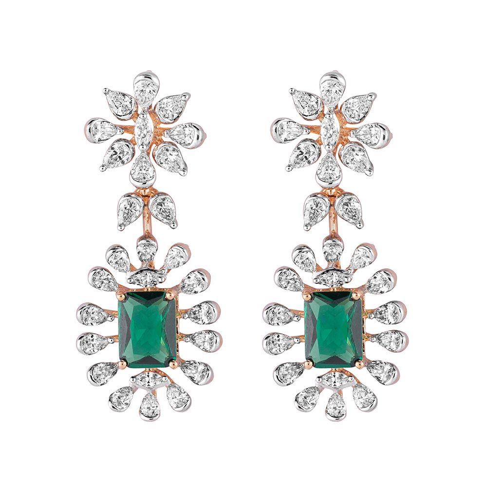 Mesmerising Diamond and Emerald Earrings-Earrings-CSE23A14-D324X0B