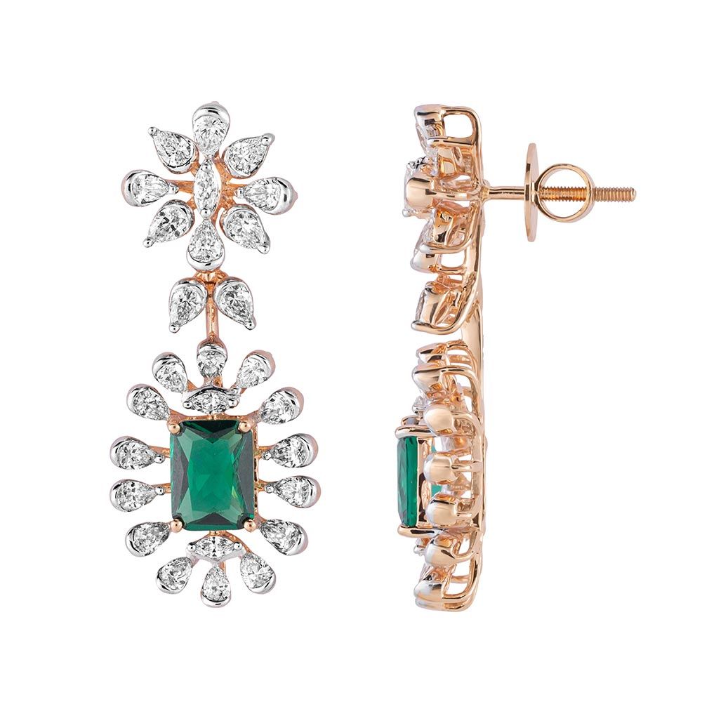 Mesmerising Diamond and Emerald Earrings-Earrings-CSE23A14-D324X0B