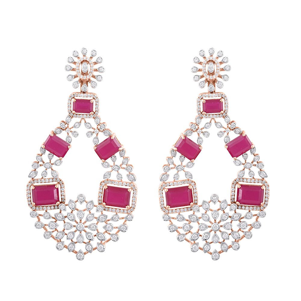 Majestic Rose Gold and Diamond Necklace Set-Diamond-CNS23A17-D324X0B