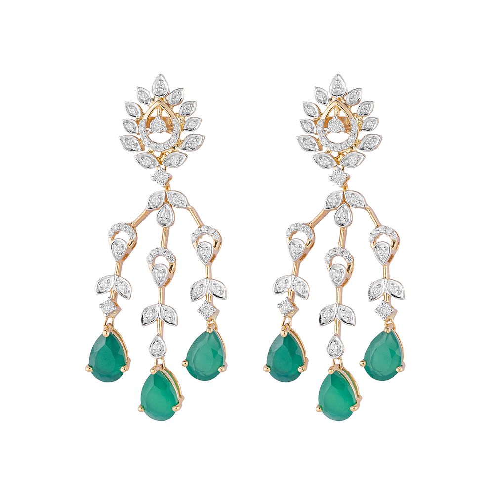 Bright Diamond and Green Gemstone Jewellery Set-Necklace Sets-CNS23A20-D311R0B