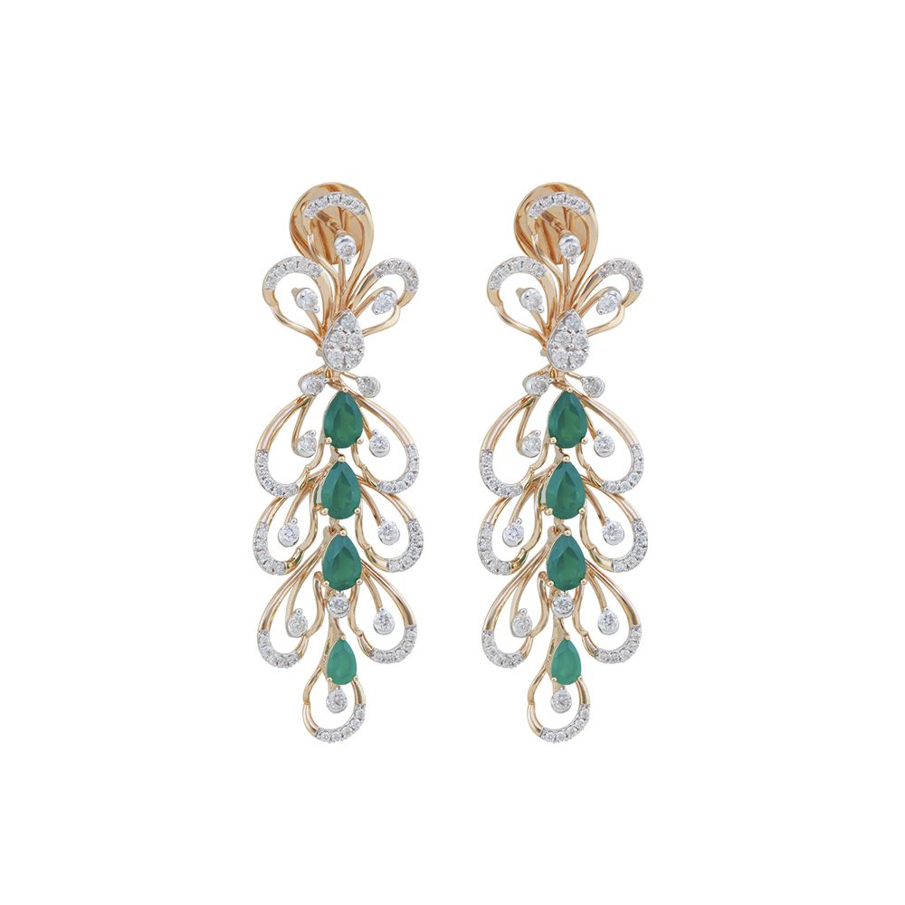 Exquisite Green Gemstone and Diamond Short Necklace Set-All Jewellery-CNS24A06-D424X0B