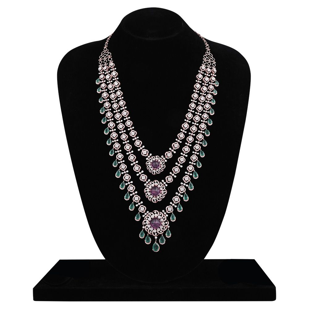 Floral Timeless Diamond Necklace Set-All Jewellery-CNS25A10-D445X0B