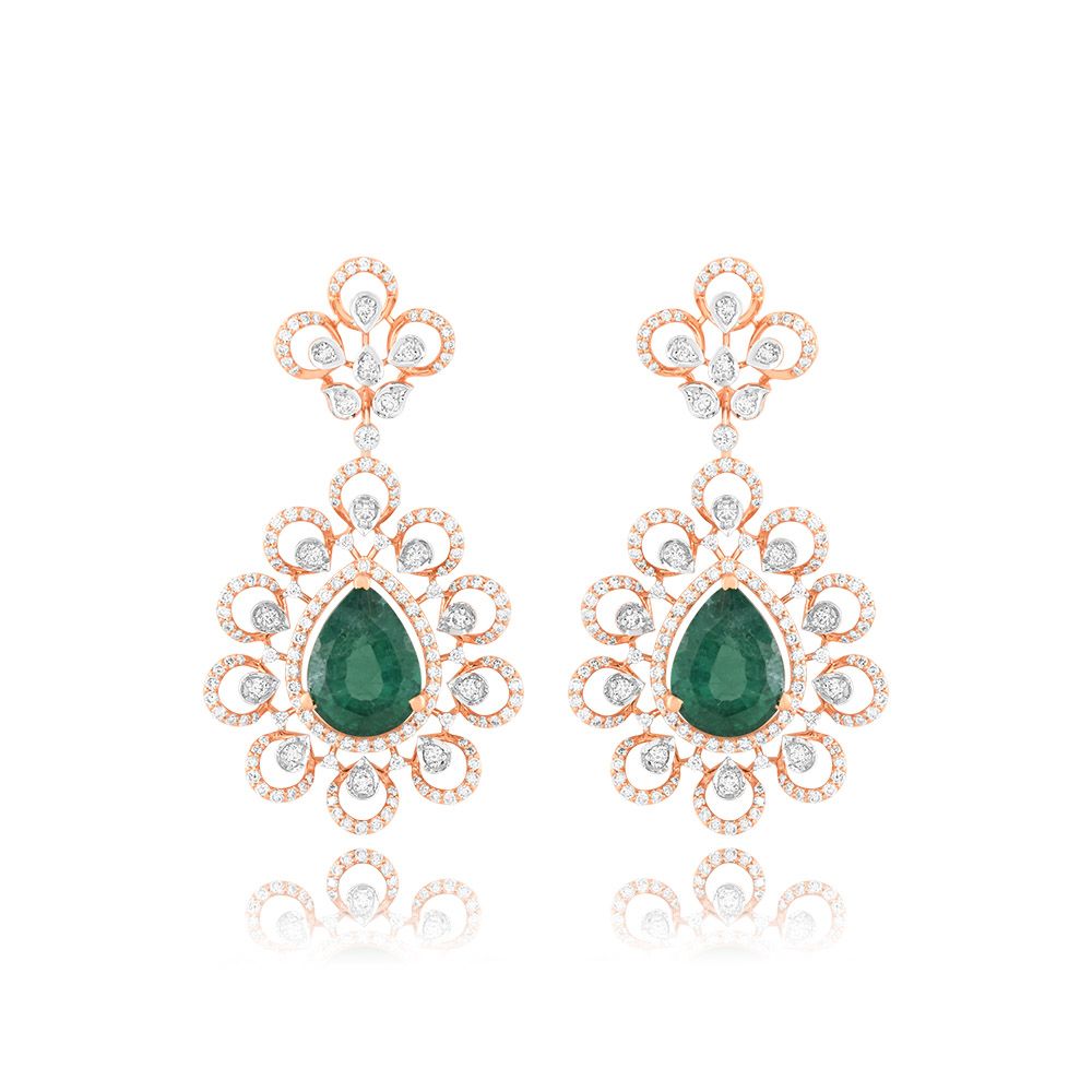 Regal Flower Diamond Earrings-Earrings-CSE25A49-D345X3B