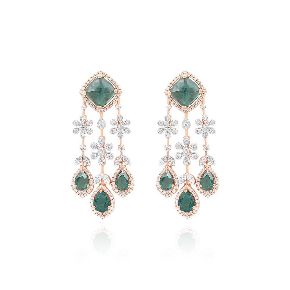 Royal Emerald Floral Necklace Set-All Jewellery-CNS25A58-D445X0B