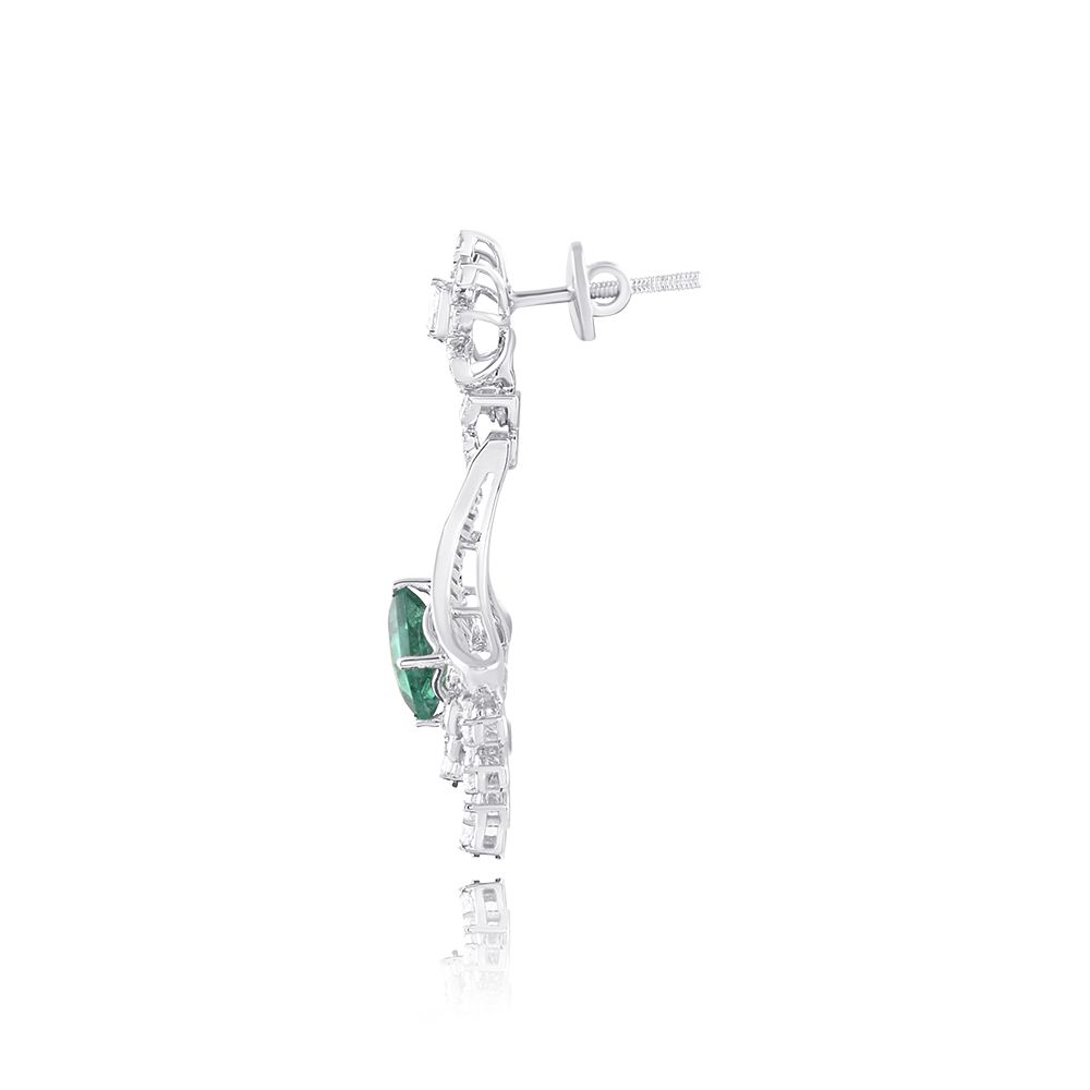 Green Hue Diamond Earrings-Earrings-CSE25A71-D342W3C