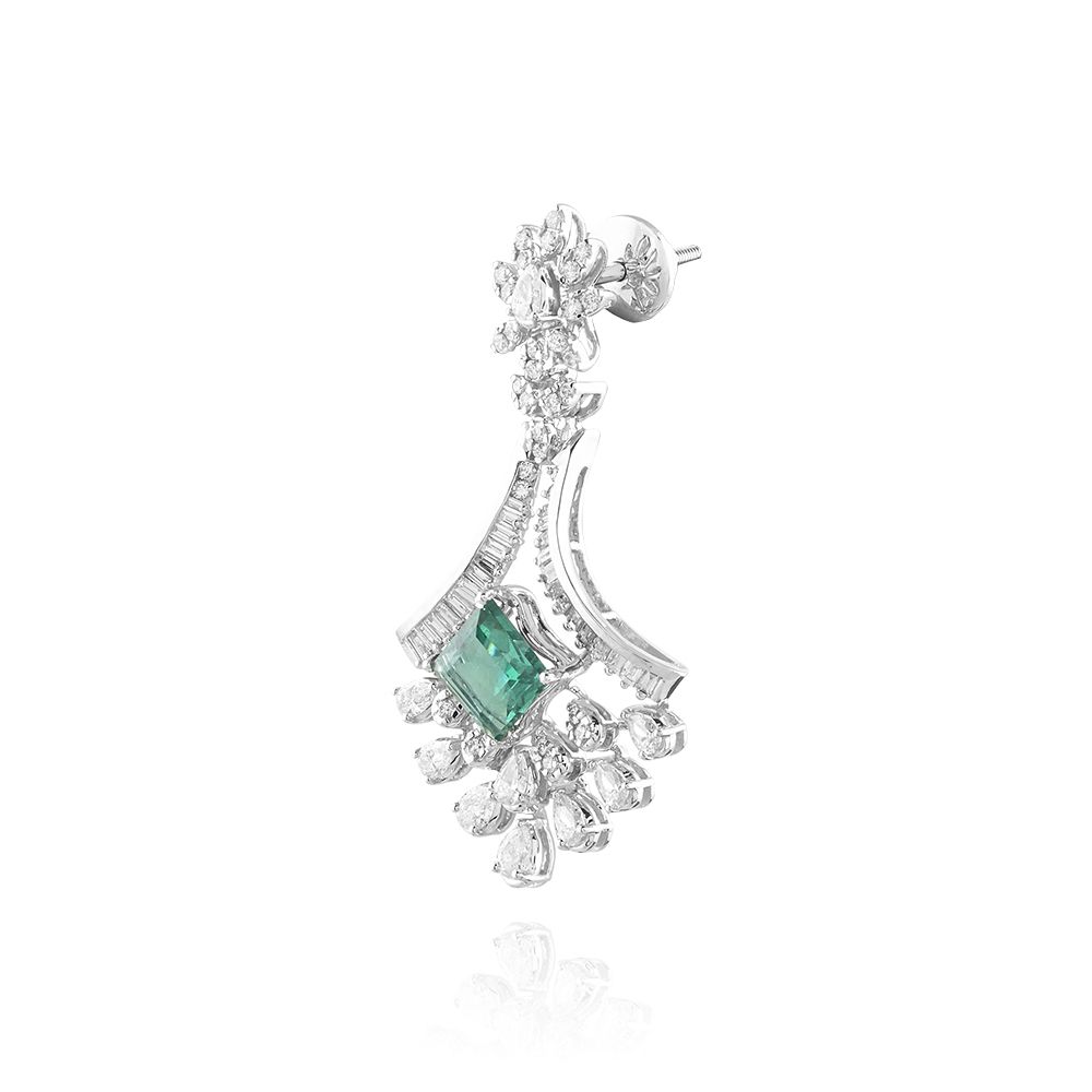 Green Hue Diamond Earrings-Earrings-CSE25A71-D342W3C