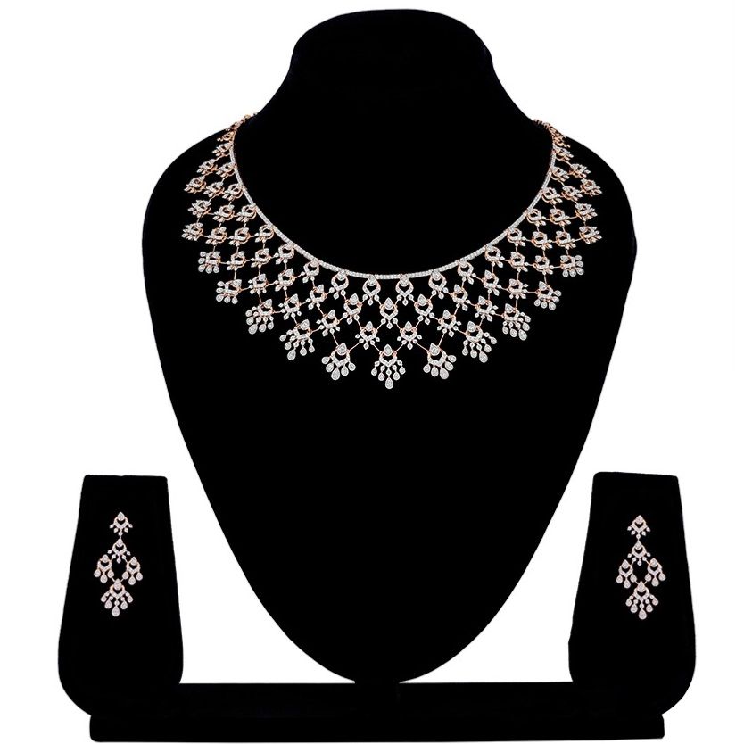 Enticing Rose Gold and Diamond Necklace Set-Necklace Sets-CNS23A02-D300X0B