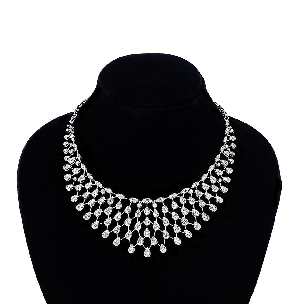 Dazzling  Diamond and White Gold Necklace Set-Diamond-CBX23046-D300W0B