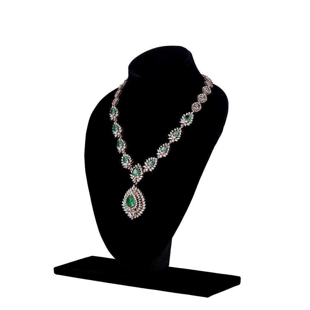 Glittering Diamond and Emerald Necklace Set-Diamond-CNS23A11-D324X0B