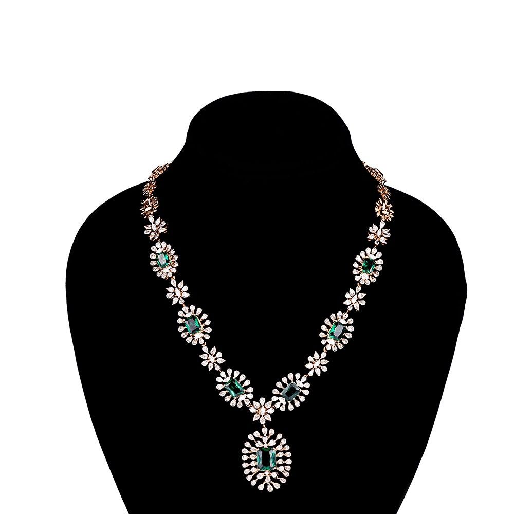 Mesmerising Diamond and Emerald Necklace Set-Necklace Sets-CNS23A14-D324X0B
