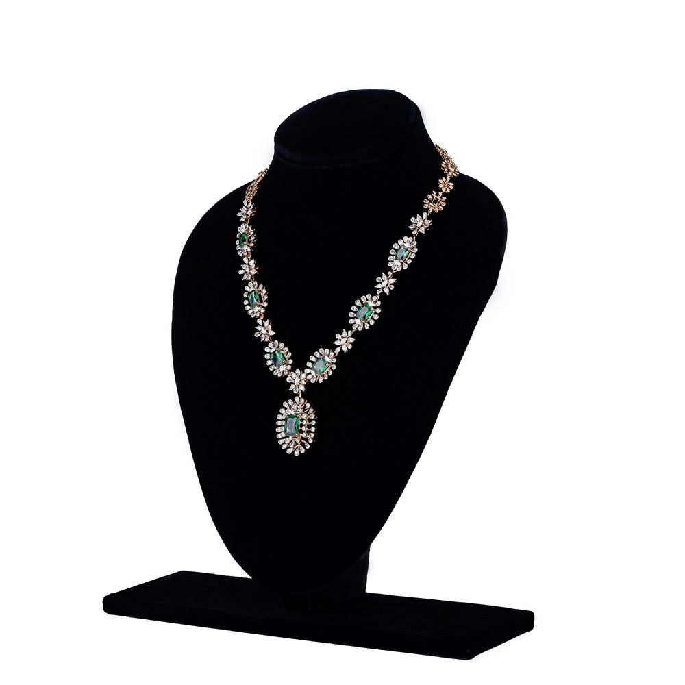 Mesmerising Diamond and Emerald Necklace Set-Necklace Sets-CNS23A14-D324X0B