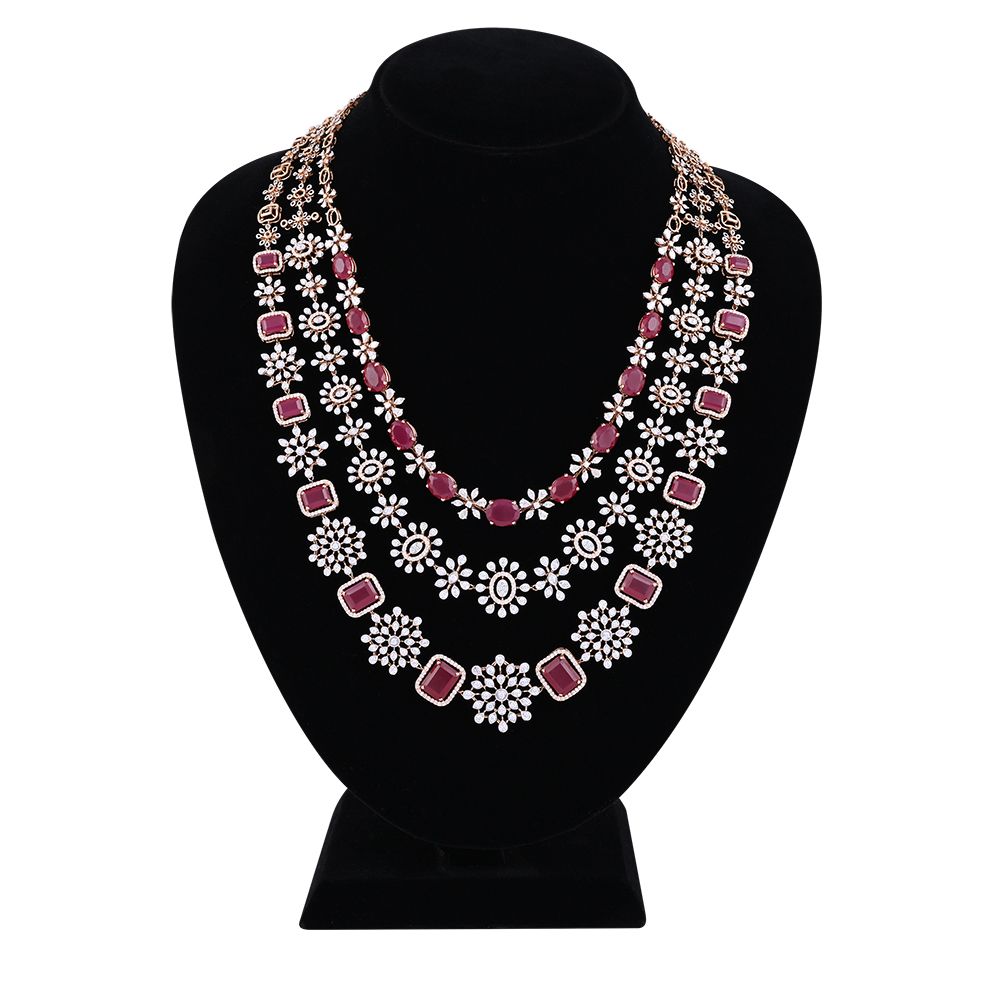 Majestic Rose Gold and Diamond Necklace Set-Diamond-CNS23A17-D324X0B