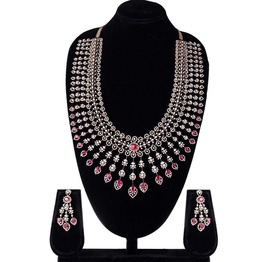 Royal Elegance Diamond Necklace Set-Necklace Sets-CNS23A18-D300R0B