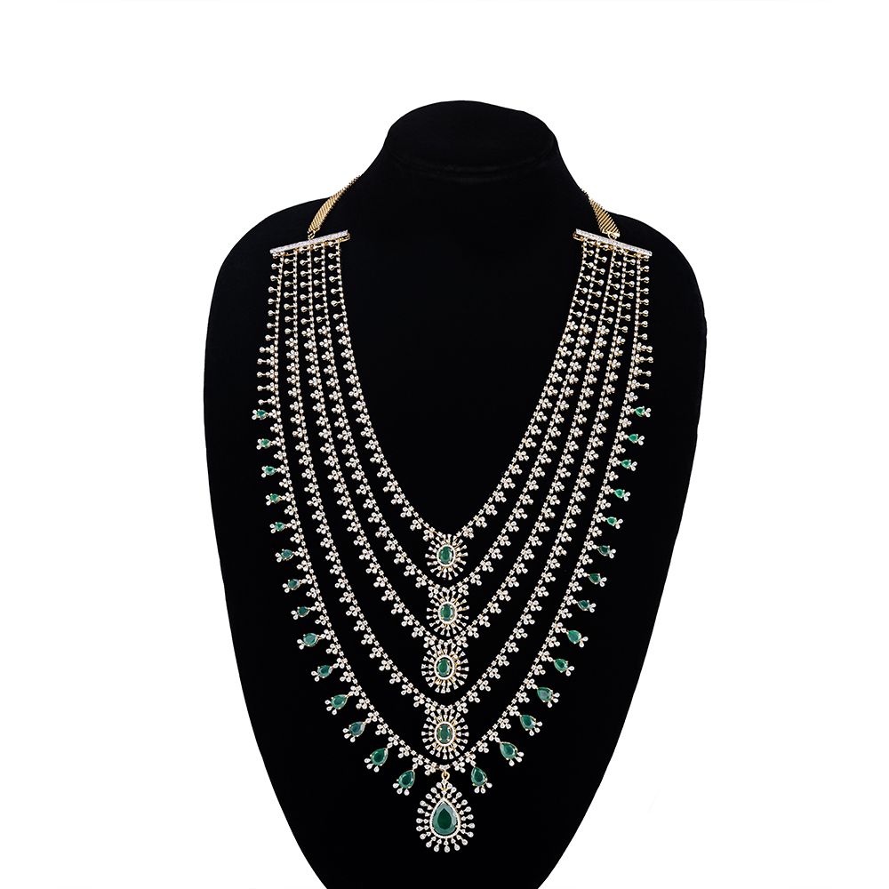 Luxurious Diamond and Emerald Necklace-All Jewellery-CSN23A19-D324R1B