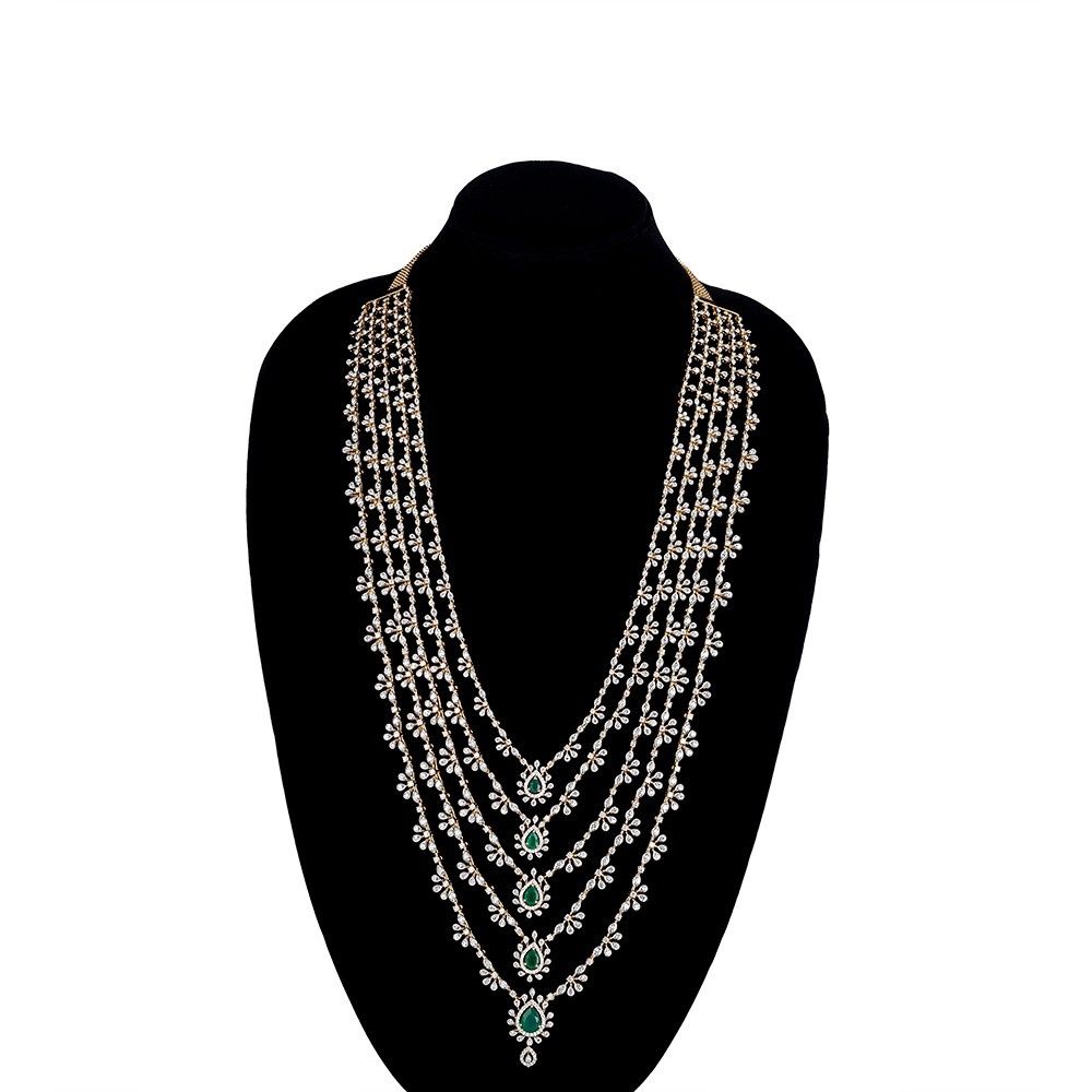 Regal Bejewelled Diamond Necklace Set-Diamond-CNS23A24-D324X0B