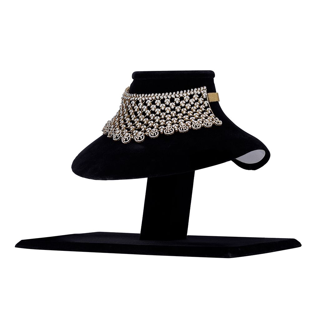 Charismatic Diamond Choker Necklace Set-Necklace Sets-CNS23A25-D300R0B